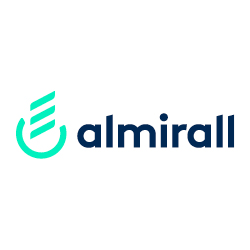 Logo de almirall sobre fondo blanco